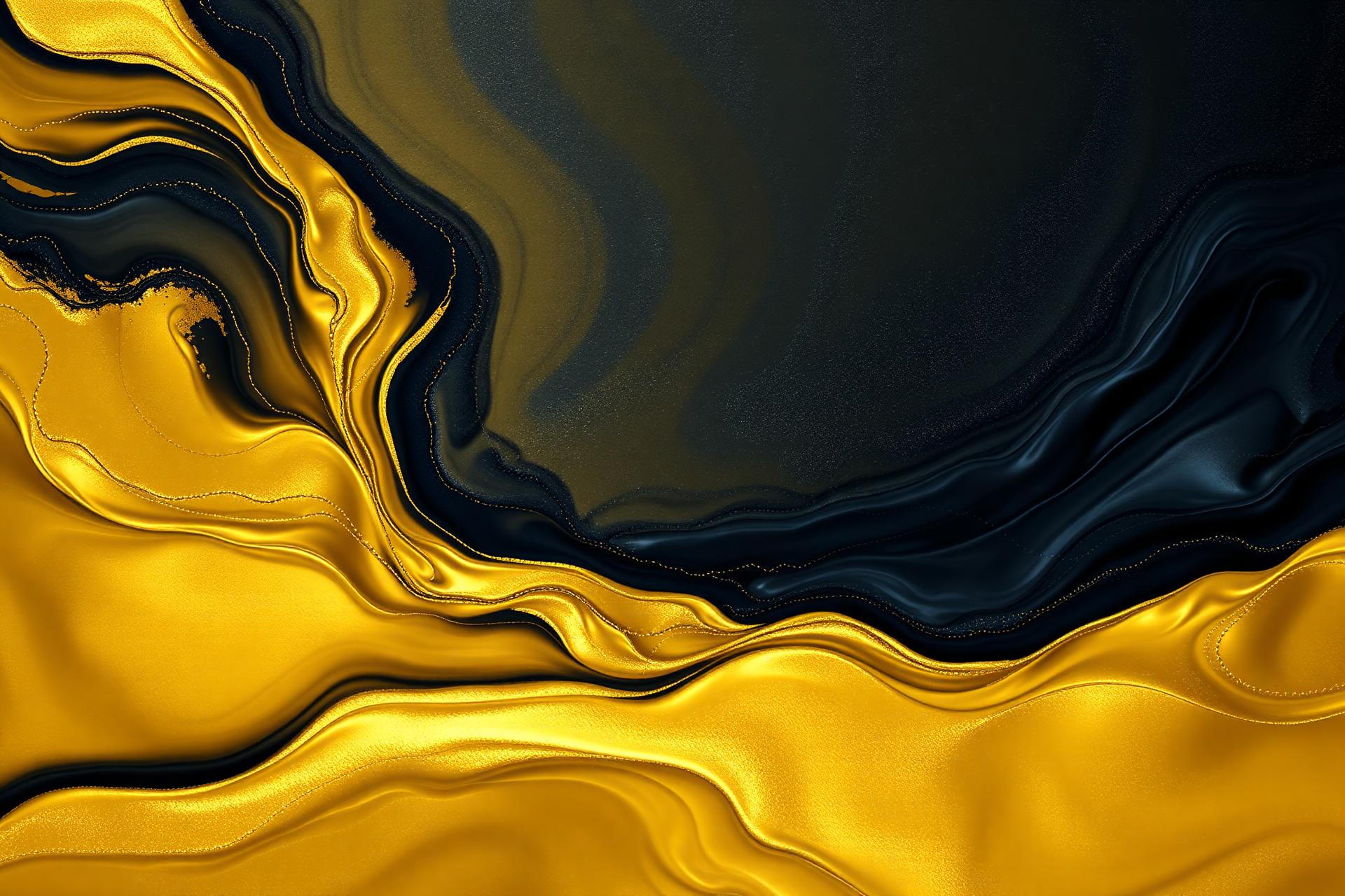 Abstract digitaal schilderij in goud en zwart